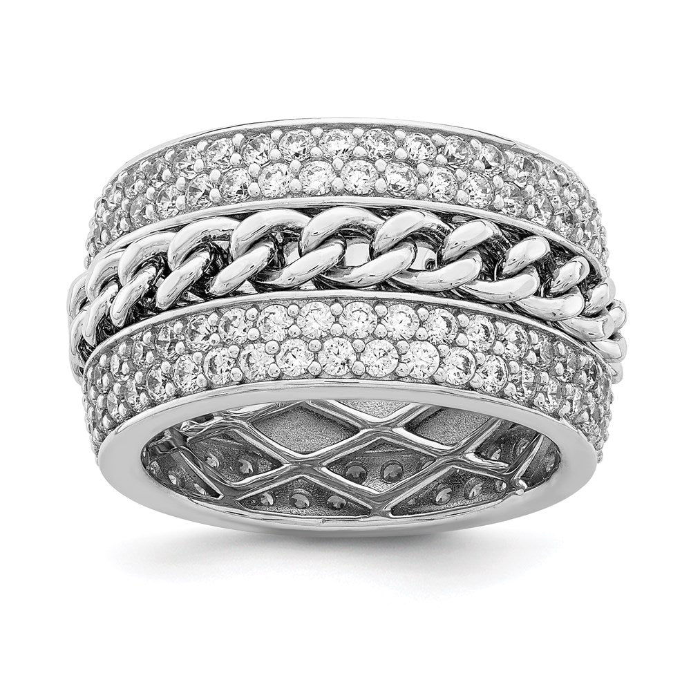 Sterlingsilber Rhodiniert Zirkonia Spinning Kette Mittig Ring