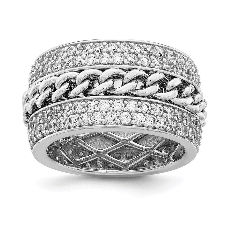 Sterlingsilber Rhodiniert Zirkonia Spinning Kette Mittig Ring