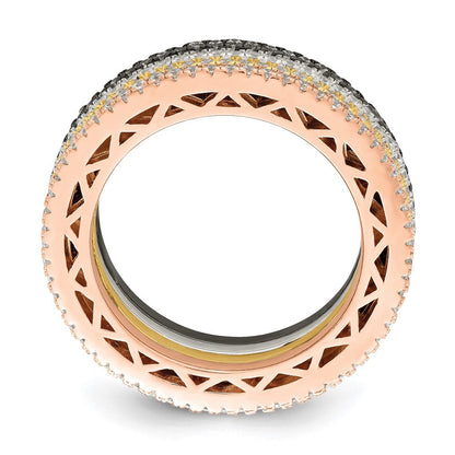 Sterlingsilber & Rose, Gold, Schwarz Ton Zirkonia 4 Ring Set