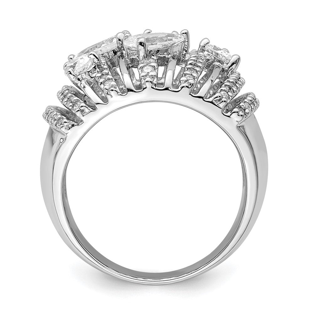 Sterlingsilber Rhodiniert Tropfen Zirkonia Fantasie Ring