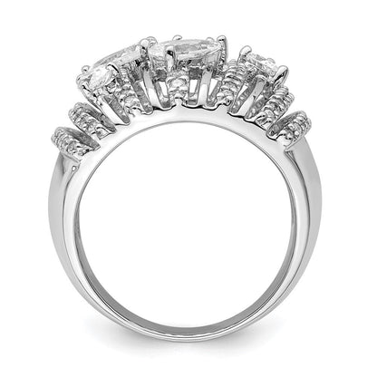 Sterlingsilber Rhodiniert Tropfen Zirkonia Fantasie Ring