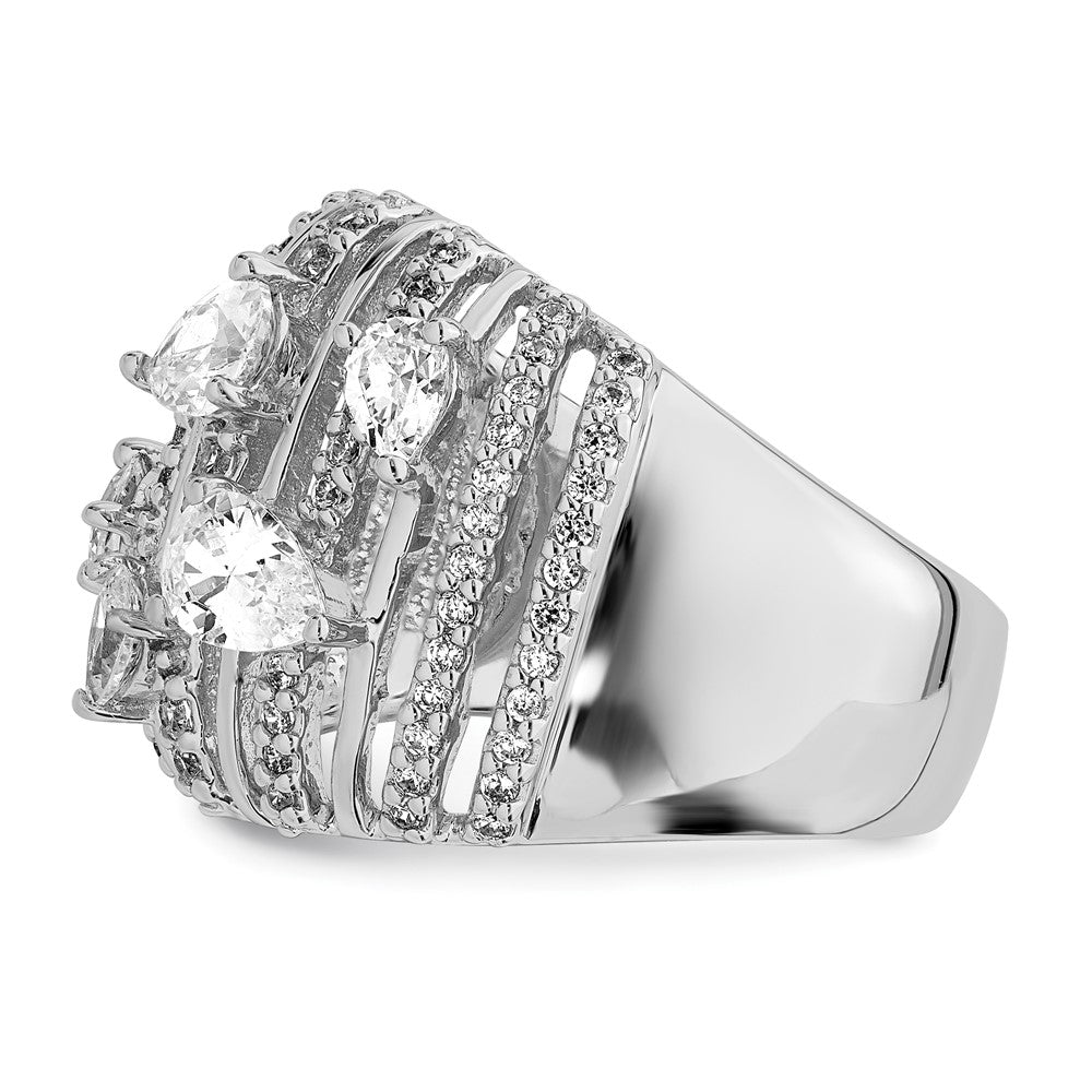 Sterlingsilber Rhodiniert Tropfen Zirkonia Fantasie Ring