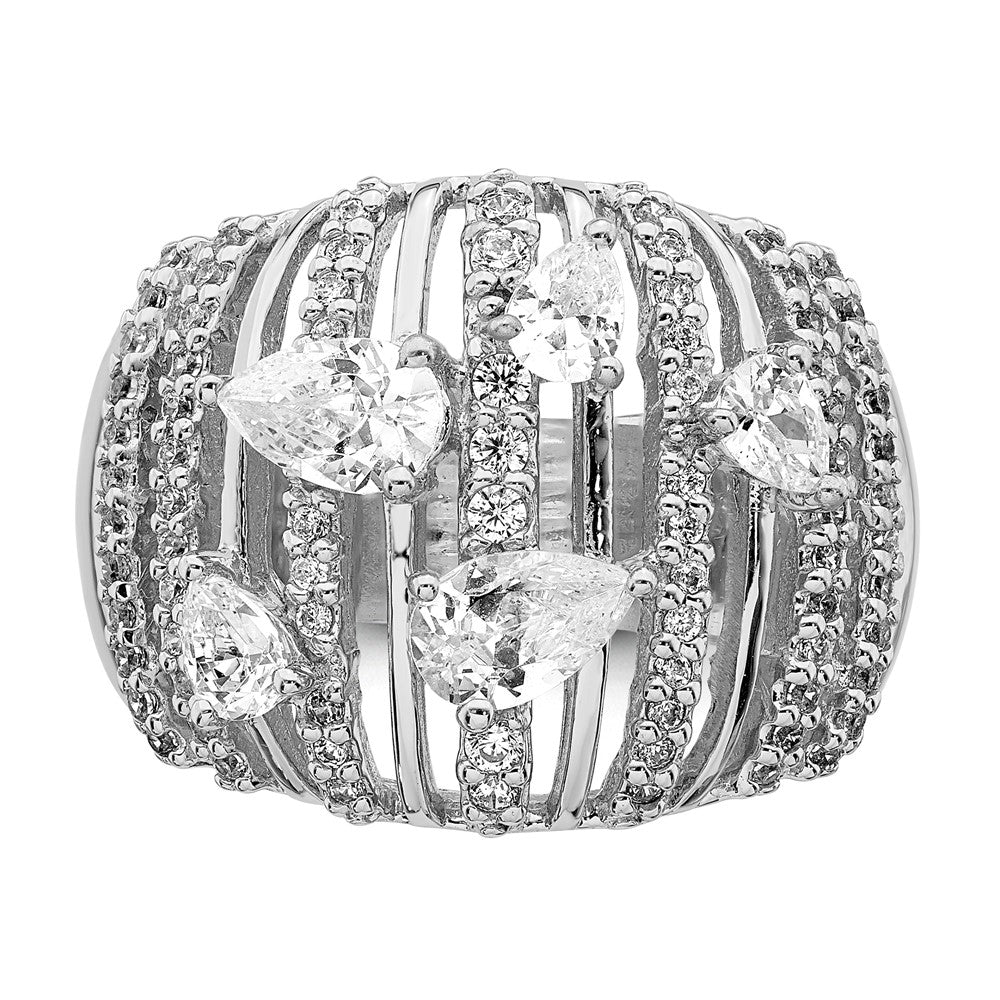 Sterlingsilber Rhodiniert Tropfen Zirkonia Fantasie Ring