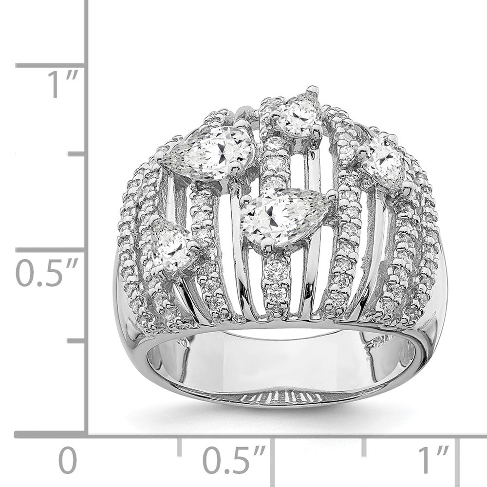 Sterlingsilber Rhodiniert Tropfen Zirkonia Fantasie Ring