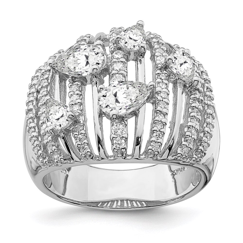 Sterlingsilber Rhodiniert Tropfen Zirkonia Fantasie Ring