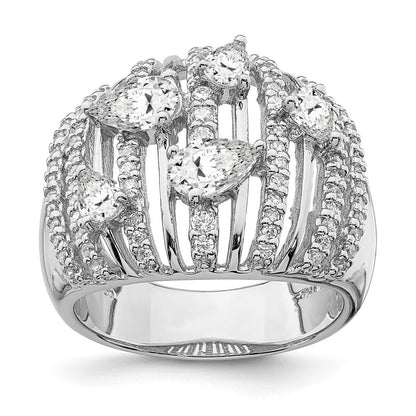 Sterlingsilber Rhodiniert Tropfen Zirkonia Fantasie Ring