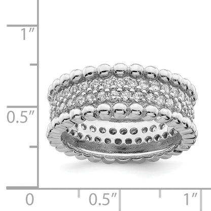 Sterlingsilber Rhodiniert Zirkonia Ring