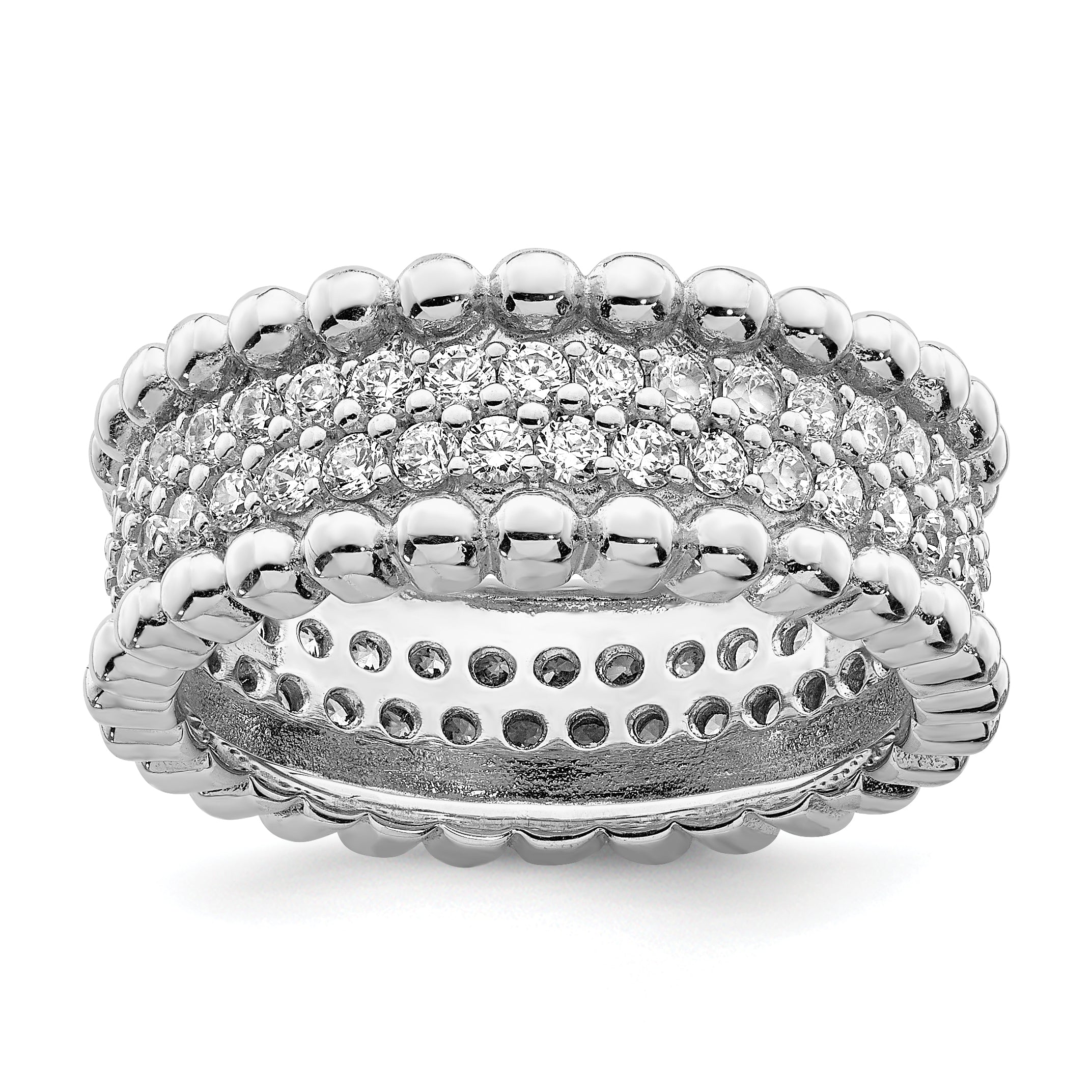 Sterlingsilber Rhodiniert Zirkonia Ring