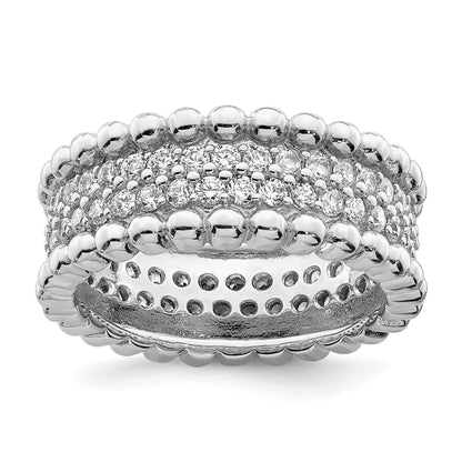 Sterlingsilber Rhodiniert Zirkonia Ring
