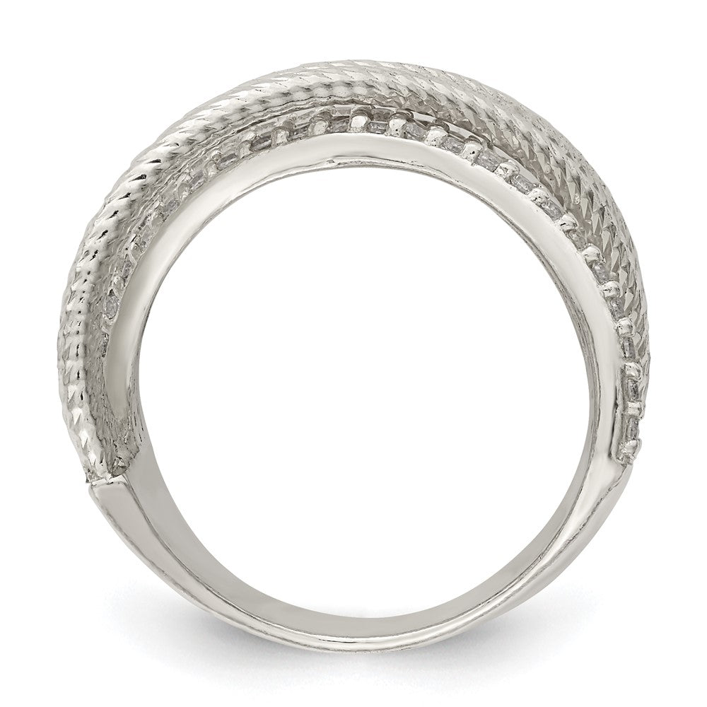 Sterlingsilber Zirkonia & Strukturiert Gedreht Ring