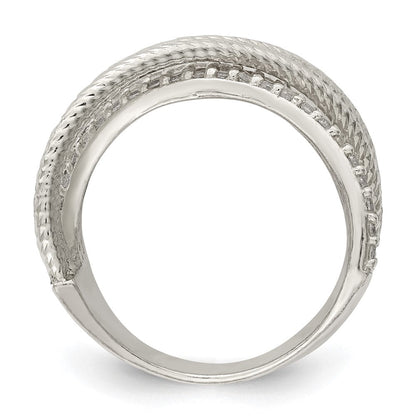 Sterlingsilber Zirkonia & Strukturiert Gedreht Ring