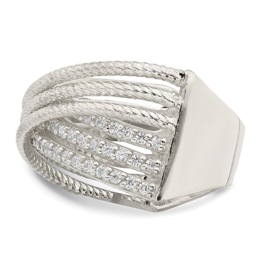 Sterlingsilber Zirkonia & Strukturiert Gedreht Ring