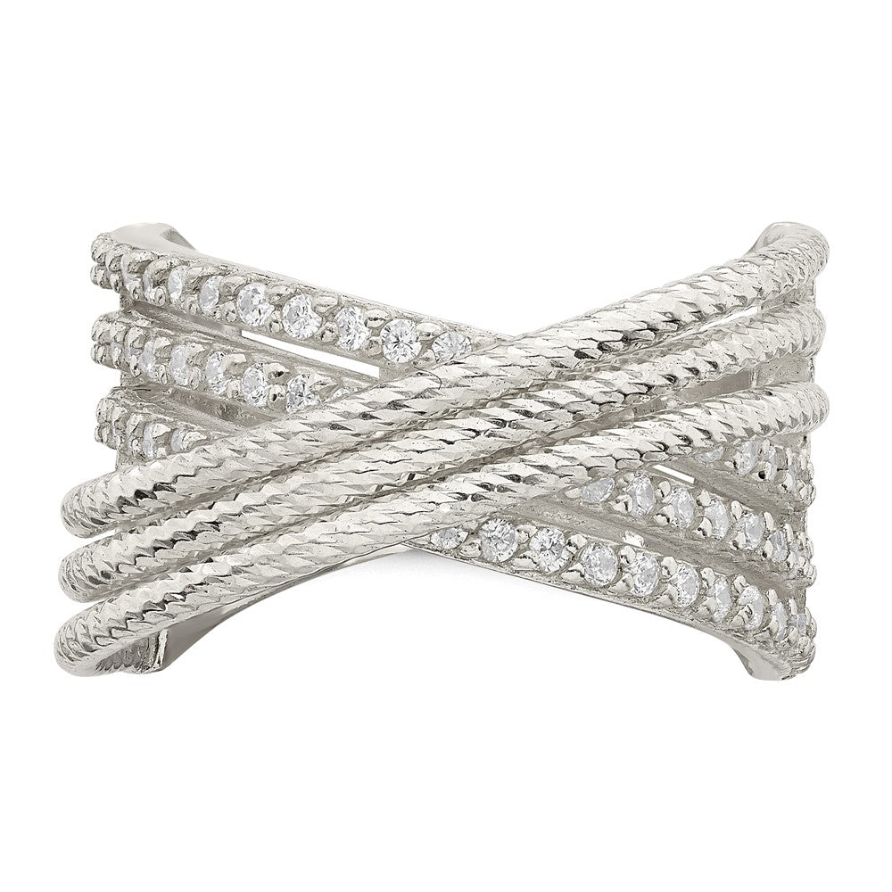 Sterlingsilber Zirkonia & Strukturiert Gedreht Ring