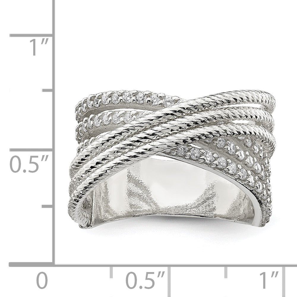 Sterlingsilber Zirkonia & Strukturiert Gedreht Ring