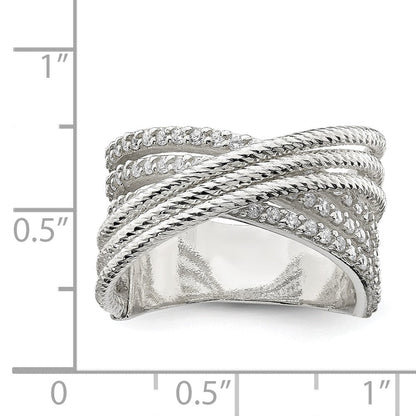 Sterlingsilber Zirkonia & Strukturiert Gedreht Ring