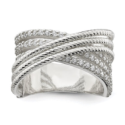 Sterlingsilber Zirkonia & Strukturiert Gedreht Ring