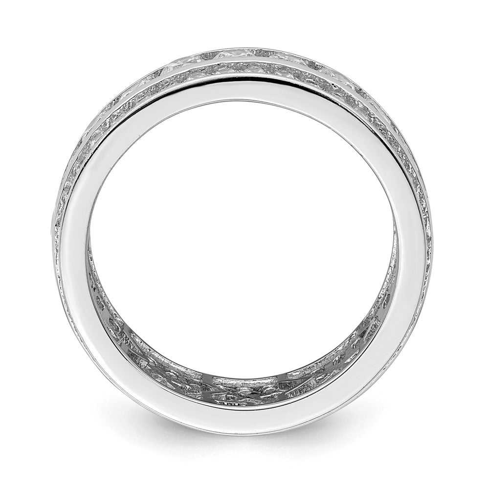 Sterlingsilber Rhodiniert Zirkonia 3 Reihe Memoire Ring