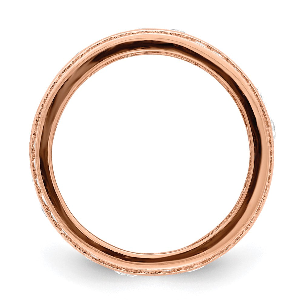 Roségoldbeschichtet Sterlingsilber Zirkonia 3 Reihe Memoire Ring (size 6 Nur)