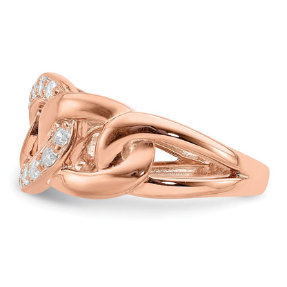 Roségoldbeschichtet Sterlingsilber Zirkonia 3 Reihe Memoire Ring (size 6 Nur)