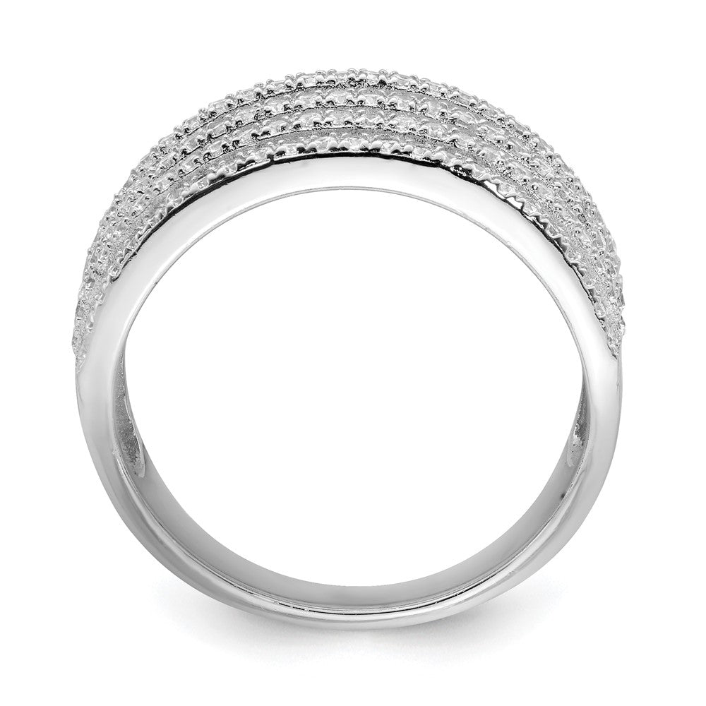 Sterlingsilber Rhodiniert Zirkonia Breit Ring
