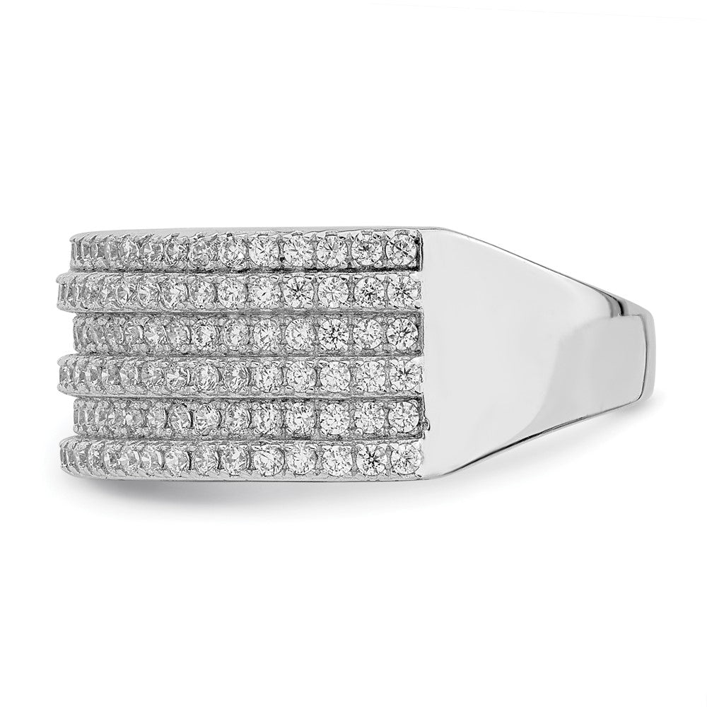 Sterlingsilber Rhodiniert Zirkonia Breit Ring