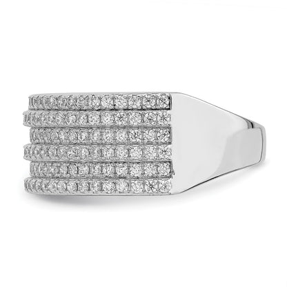 Sterlingsilber Rhodiniert Zirkonia Breit Ring