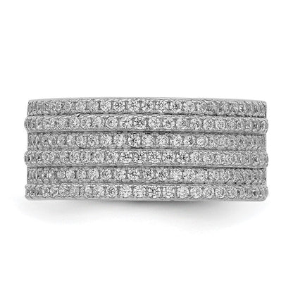 Sterlingsilber Rhodiniert Zirkonia Breit Ring