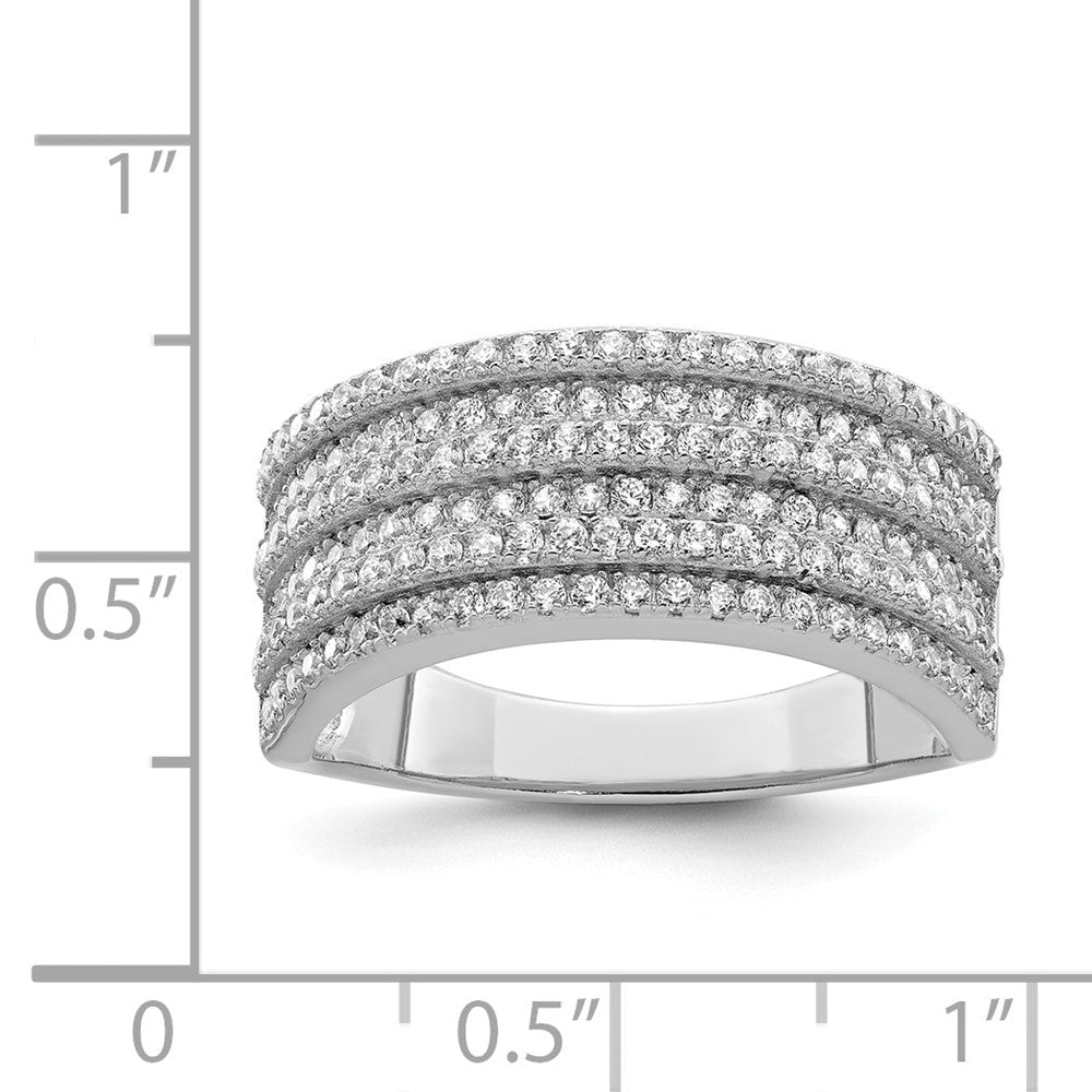 Sterlingsilber Rhodiniert Zirkonia Breit Ring