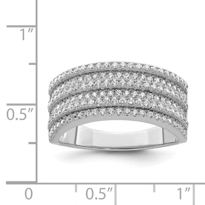 Sterlingsilber Rhodiniert Zirkonia Breit Ring