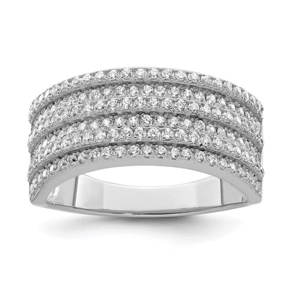 Sterlingsilber Rhodiniert Zirkonia Breit Ring