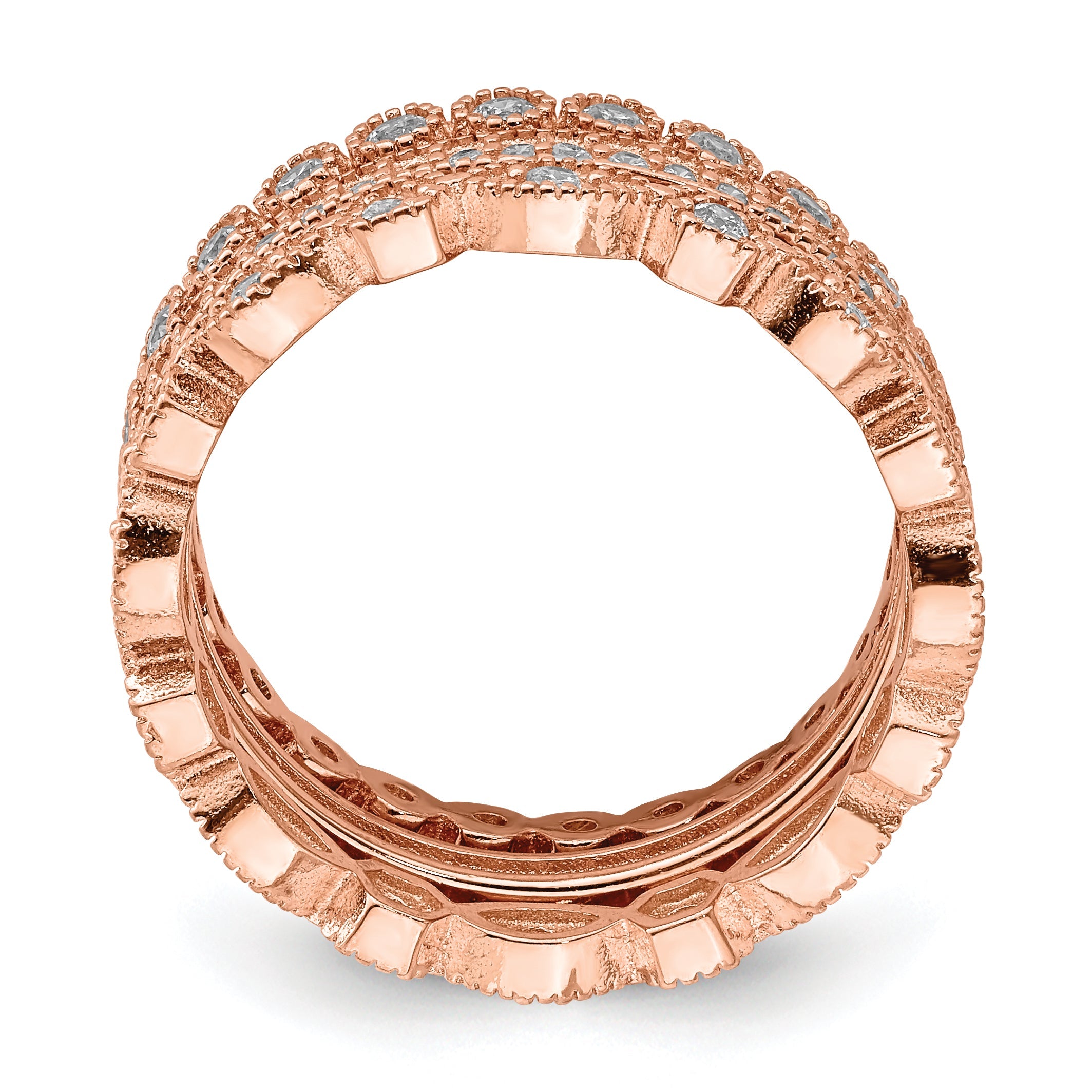 Sterlingsilber Roséfarben Zirkonia Set Of 3 Memoire Rings