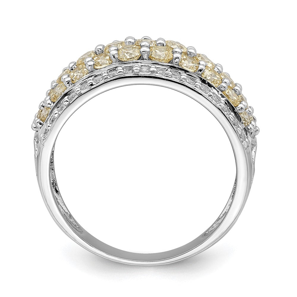 Sterlingsilber Rhodiniert Gelb & Weiß Zirkonia Fantasie Ring (size 6 Nur)