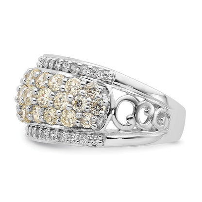 Sterlingsilber Rhodiniert Gelb & Weiß Zirkonia Fantasie Ring (size 6 Nur)
