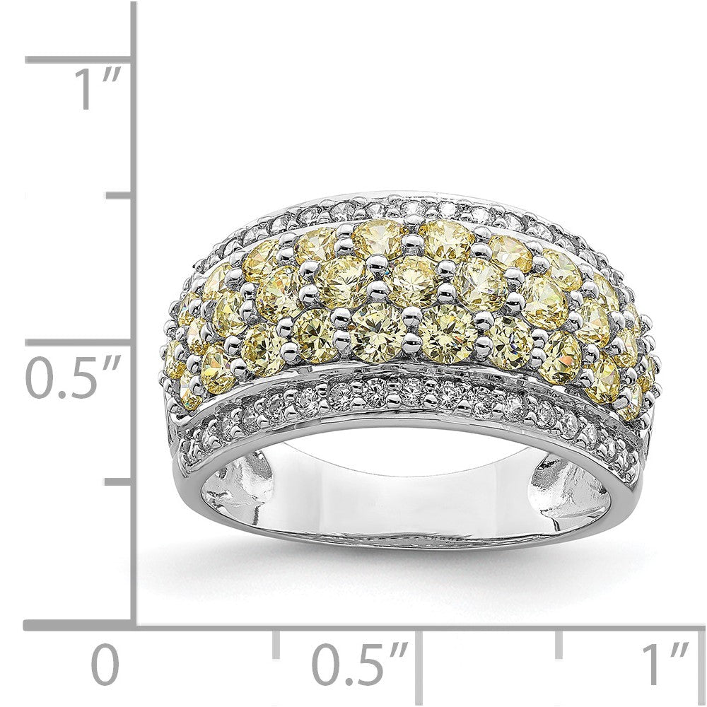 Sterlingsilber Rhodiniert Gelb & Weiß Zirkonia Fantasie Ring (size 6 Nur)