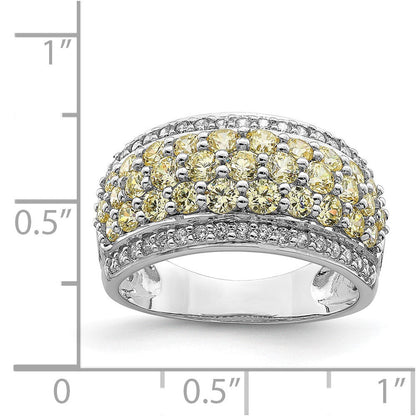 Sterlingsilber Rhodiniert Gelb & Weiß Zirkonia Fantasie Ring (size 6 Nur)