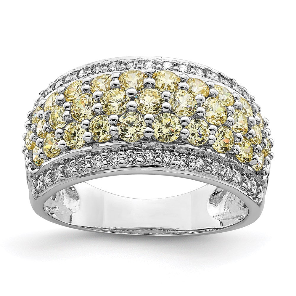 Sterlingsilber Rhodiniert Gelb & Weiß Zirkonia Fantasie Ring (size 6 Nur)