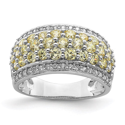 Sterlingsilber Rhodiniert Gelb & Weiß Zirkonia Fantasie Ring (size 6 Nur)