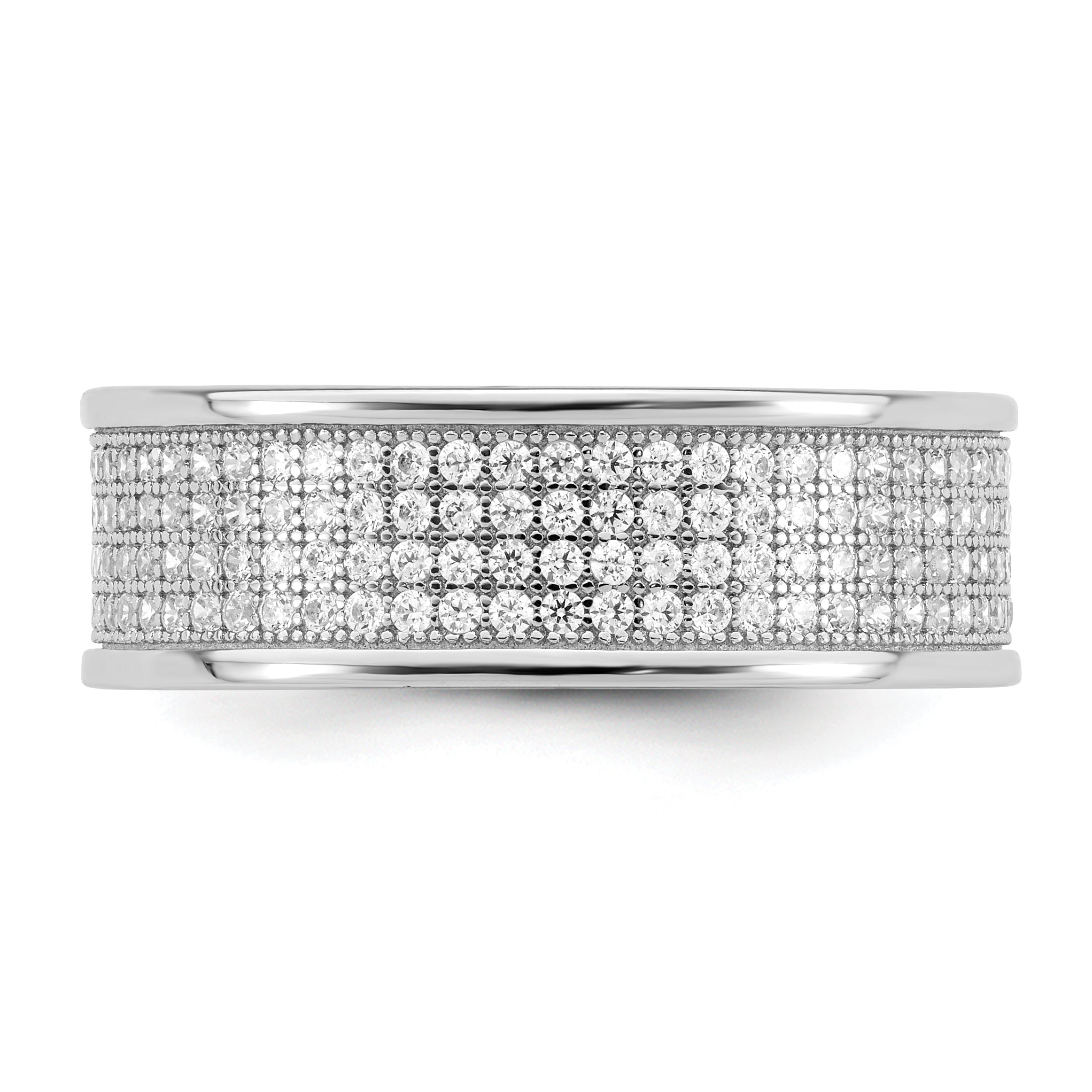 Sterlingsilber Rhodiniert Pavé Zirkonia Memoire Ring