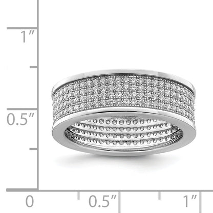 Sterlingsilber Rhodiniert Pavé Zirkonia Memoire Ring