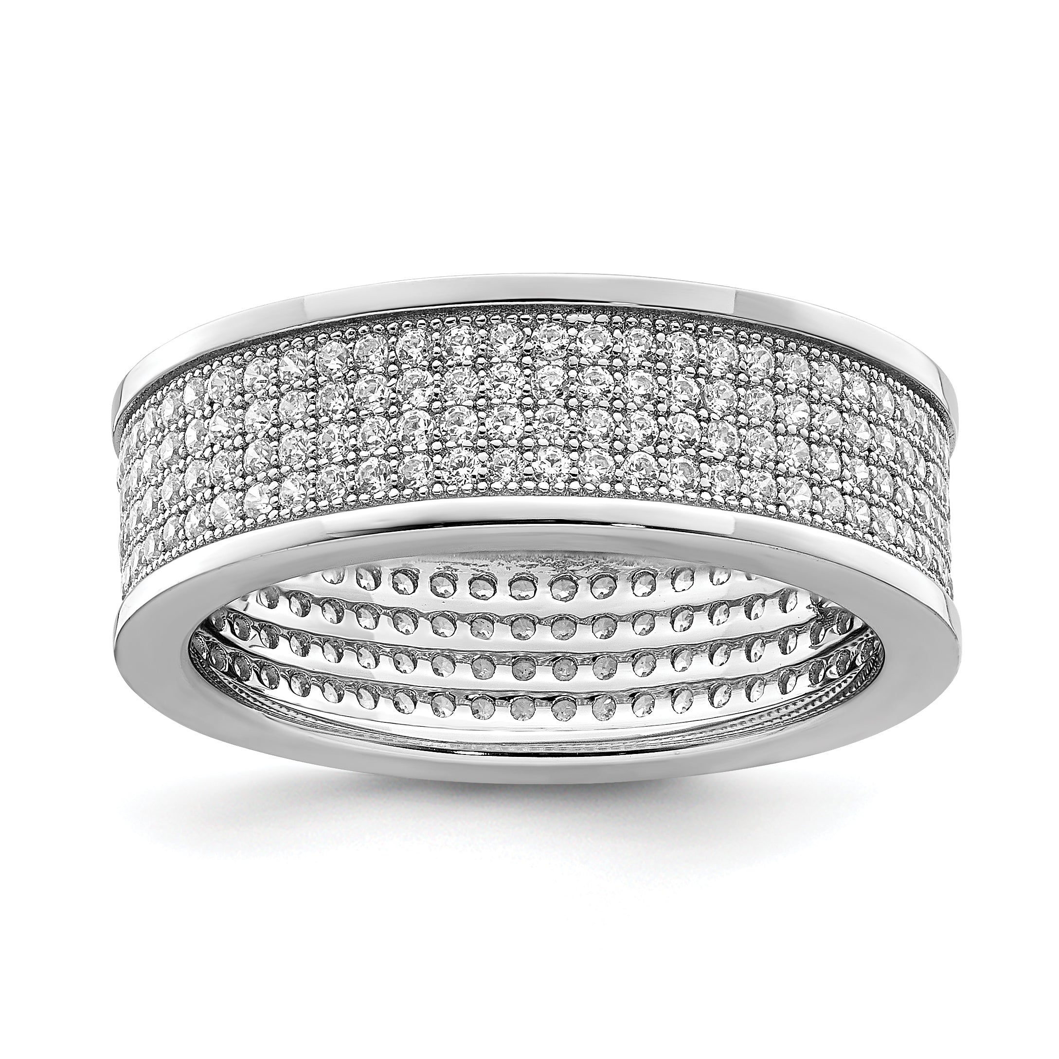 Sterlingsilber Rhodiniert Pavé Zirkonia Memoire Ring