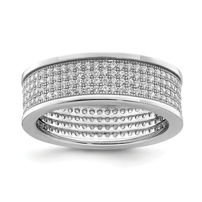 Sterlingsilber Rhodiniert Pavé Zirkonia Memoire Ring