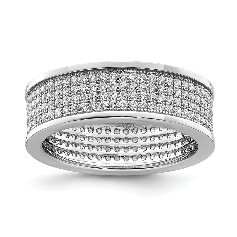 Sterlingsilber Rhodiniert Pavé Zirkonia Memoire Ring
