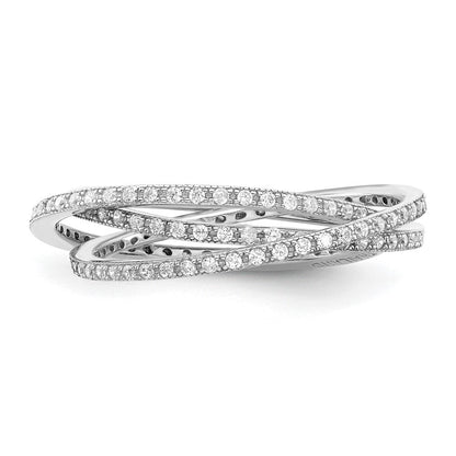 Sterlingsilber Rhodiniert Drei 1.5mm Interlocking Zirkonia Rings