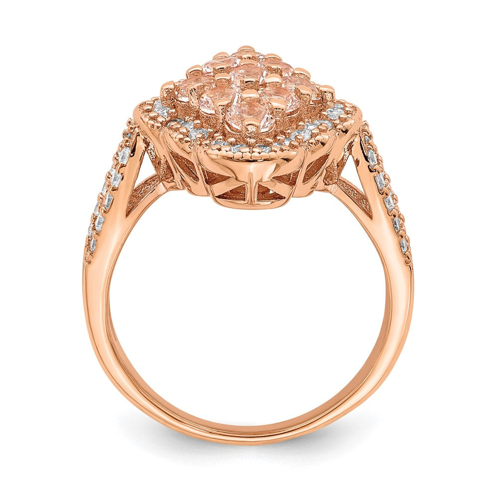 Sterlingsilber Rose Vergoldet Imitat Pinksapphire/cz Ring (size 6 Nur)