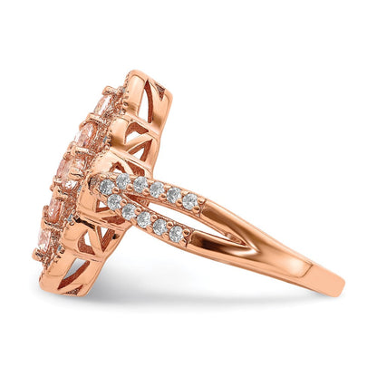 Sterlingsilber Rose Vergoldet Imitat Pinksapphire/cz Ring (size 6 Nur)
