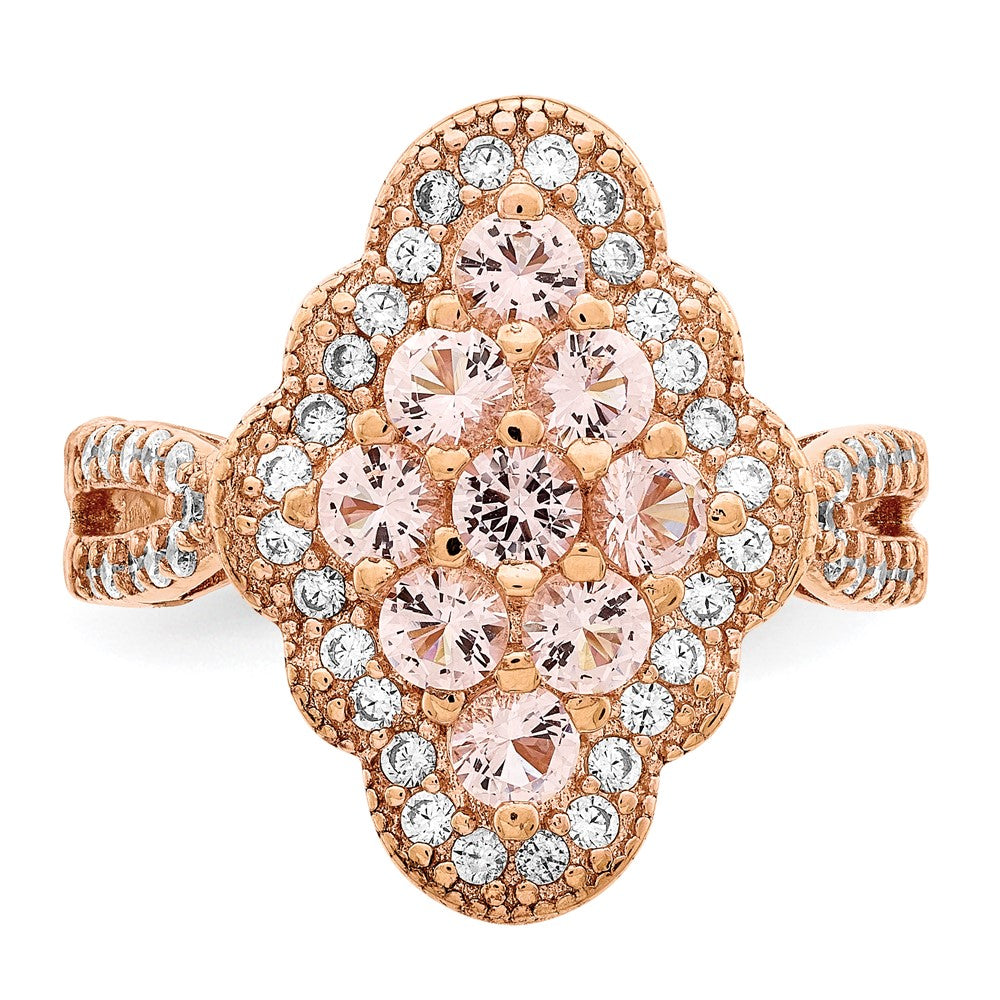 Sterlingsilber Rose Vergoldet Imitat Pinksapphire/cz Ring (size 6 Nur)