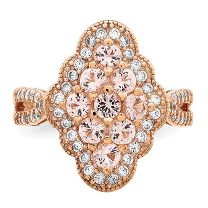 Sterlingsilber Rose Vergoldet Imitat Pinksapphire/cz Ring (size 6 Nur)