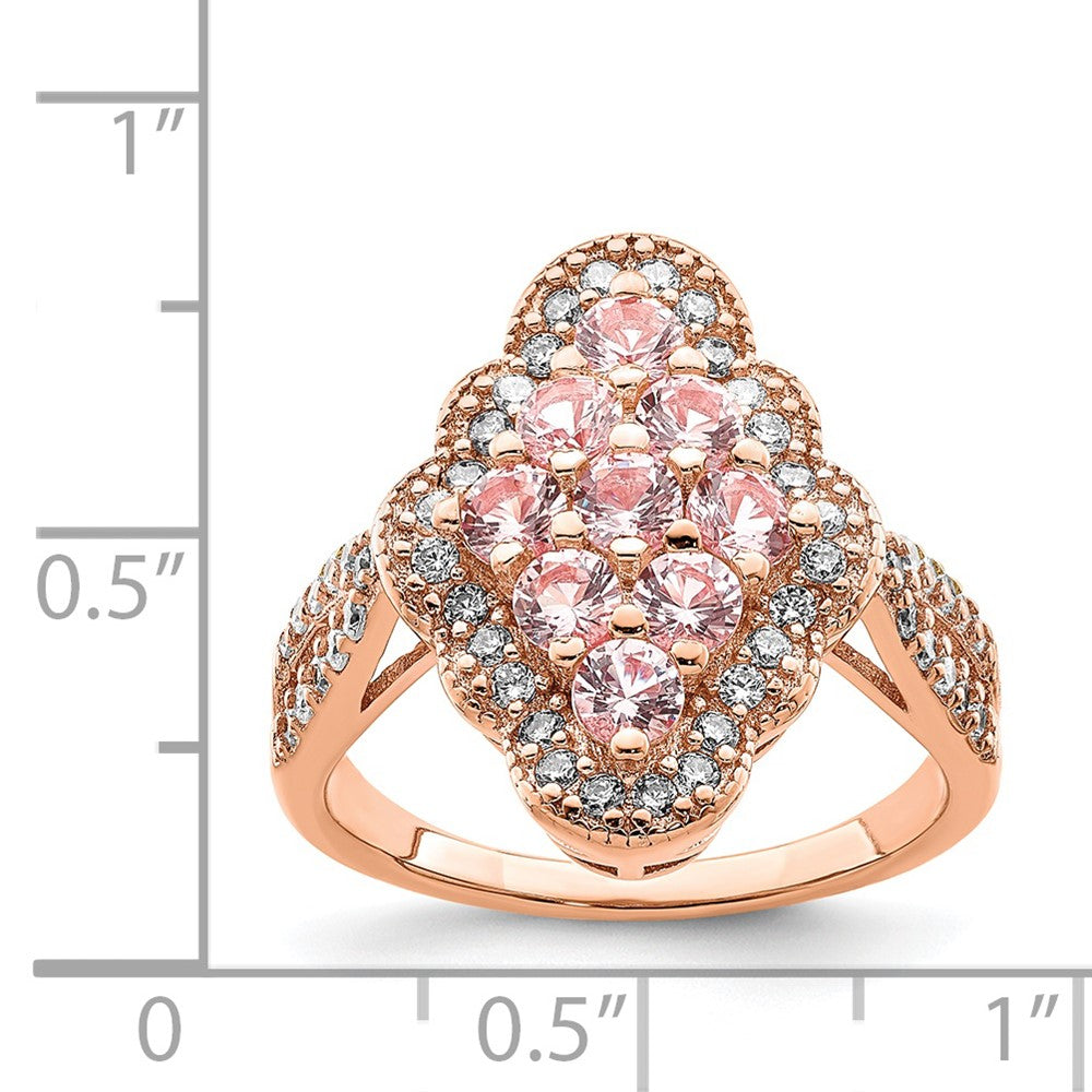 Sterlingsilber Rose Vergoldet Imitat Pinksapphire/cz Ring (size 6 Nur)