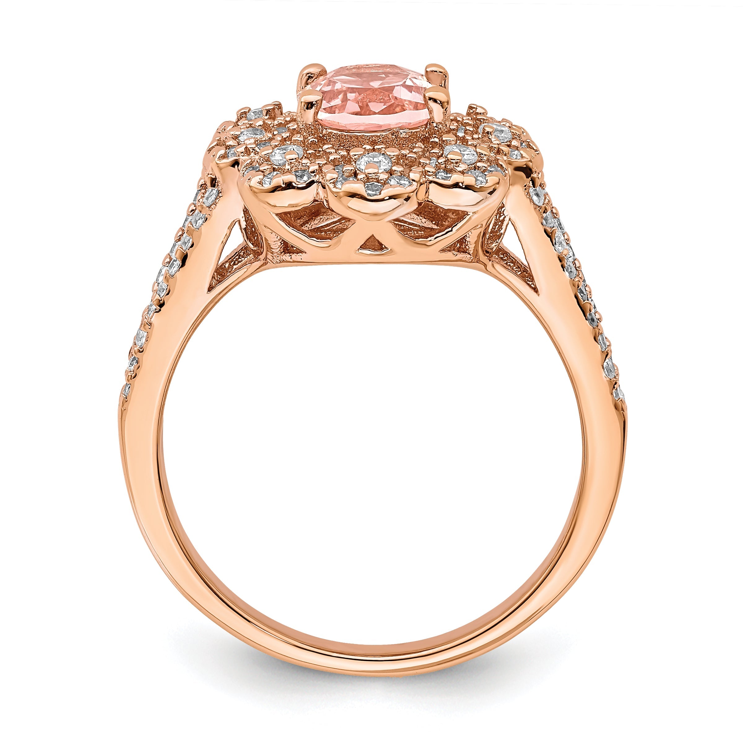 Sterlingsilber Rose Vergoldet Imitat Pinksapphire/cz Ring