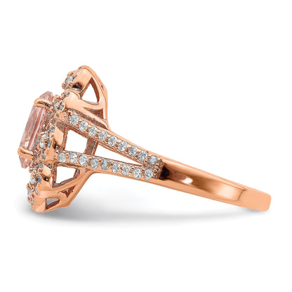 Sterlingsilber Rose Vergoldet Imitat Pinksapphire/cz Ring